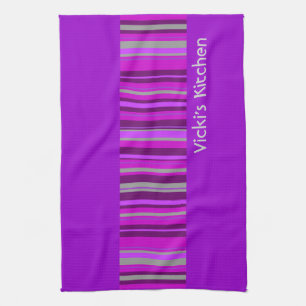 Pink and Purple Stripe Custom kitchen tea towel
