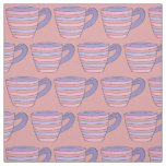 Pink and Purple Striped Tea Party Time Teacup Cup Fabric