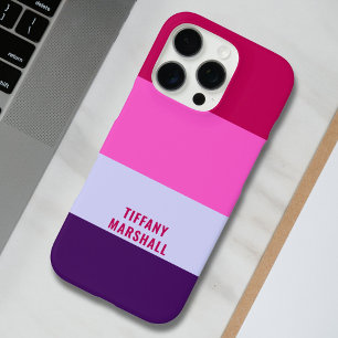 Pink and Purple Stripes Pattern Tote Bag iPhone 16 Pro Case