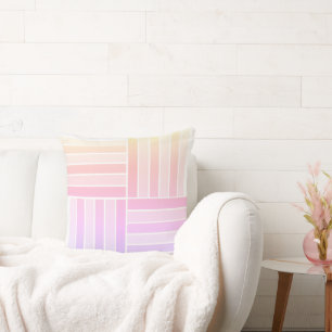 Pink and Purple Stripes Throw Pillow