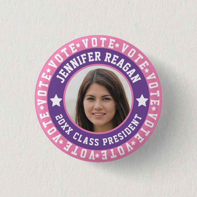 Pink and Purple Student Body Campaign Button (Front)