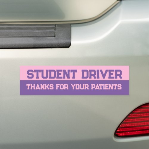 Pink and Purple Student Driver Car Magnet