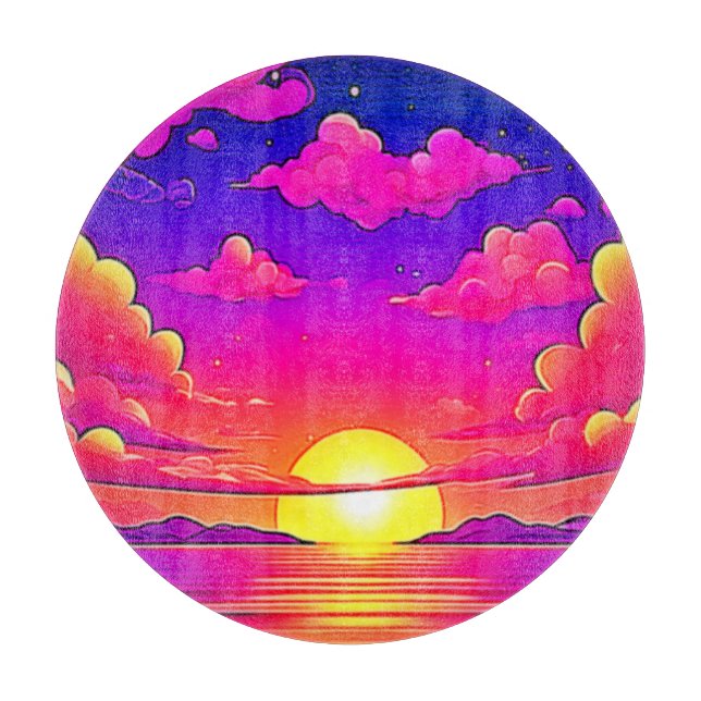 Pink and Purple Sunset Cutting Board (Front)
