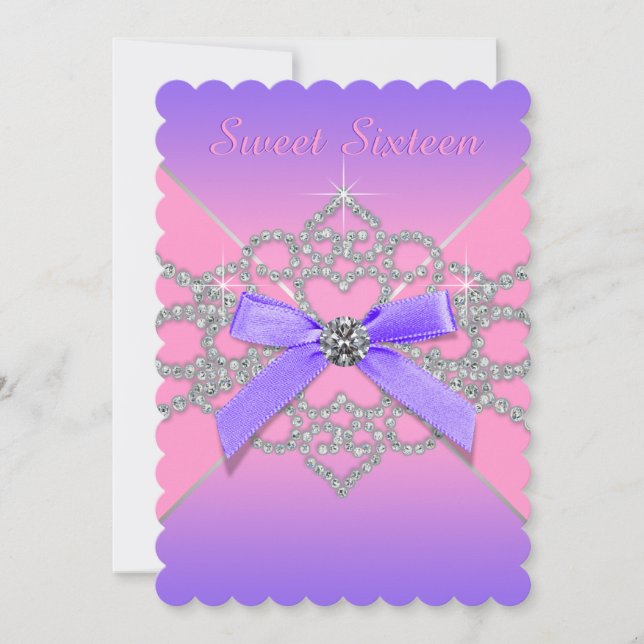 Pink and Purple Sweet 16 Birthday Party Invitation (Front)