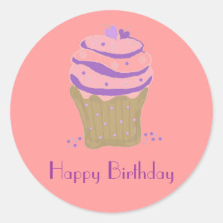 Pink and Purple Swirl Cupcakes Classic Round Sticker