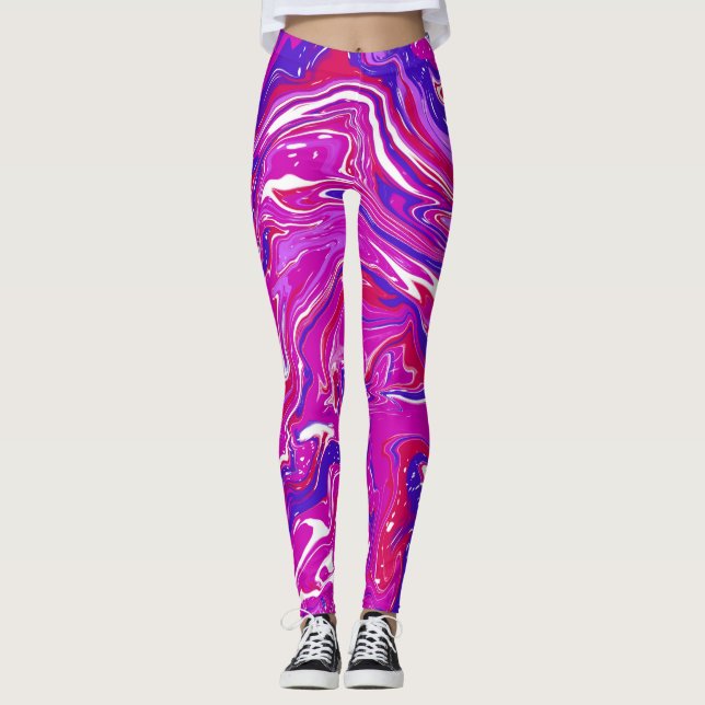 Pink and Purple Swirls Leggings (Front)