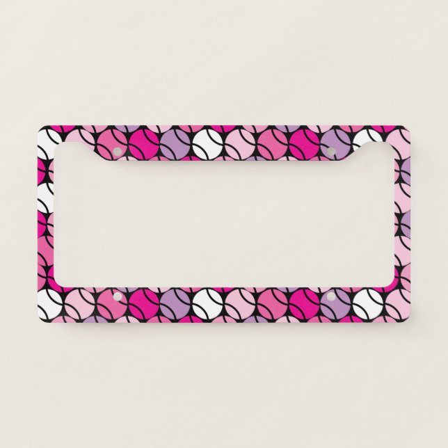 🎾 Pink and purple tennis balls License Plate Frame (Front)