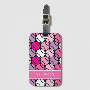 Pink and purple tennis balls with name & initial Luggage Tag