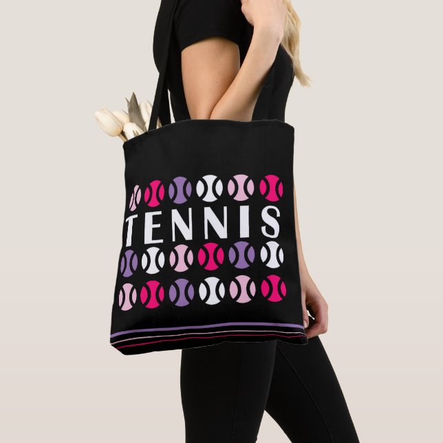 Pink and💜 purple tennis🎾 tote bag (Close Up)