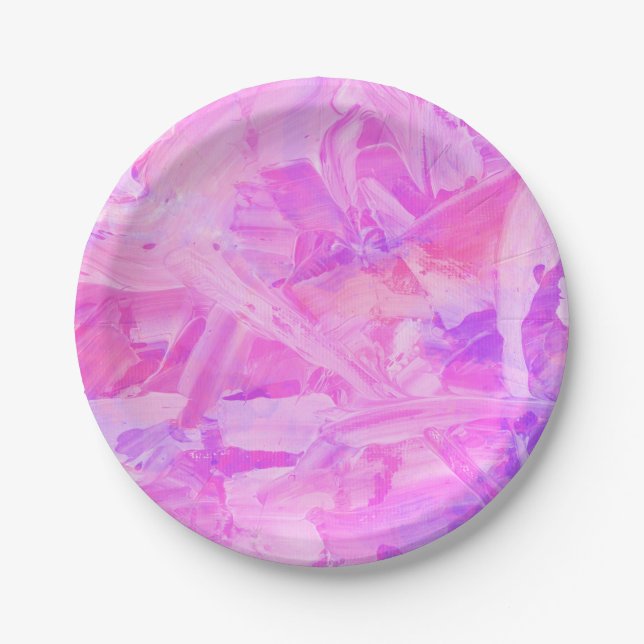 Pink and Purple Textured  Paper Plates (Front)