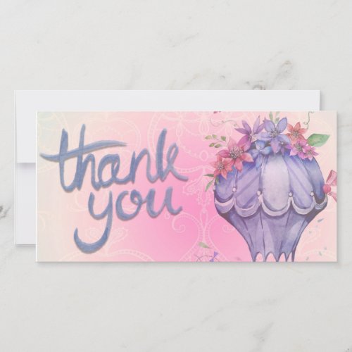 pink and purple thank you card