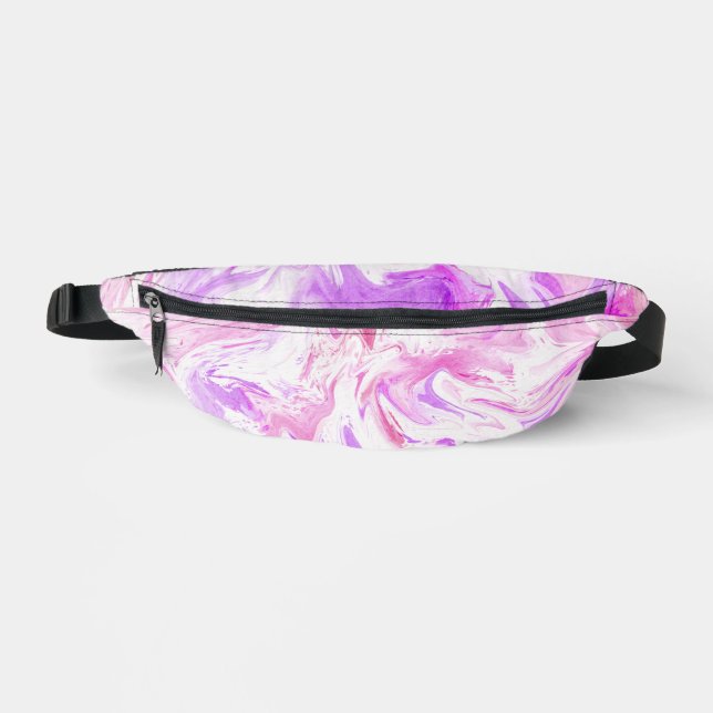  Pink and Purple Tie Dye Pattern Fanny Pack (Front)