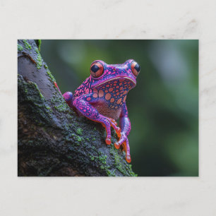Pink and Purple Tree Frog Art Postcard