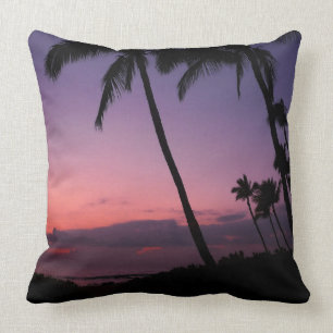 Pink and purple tropical sunset throw pillow