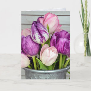 pink and purple tulip bunch card