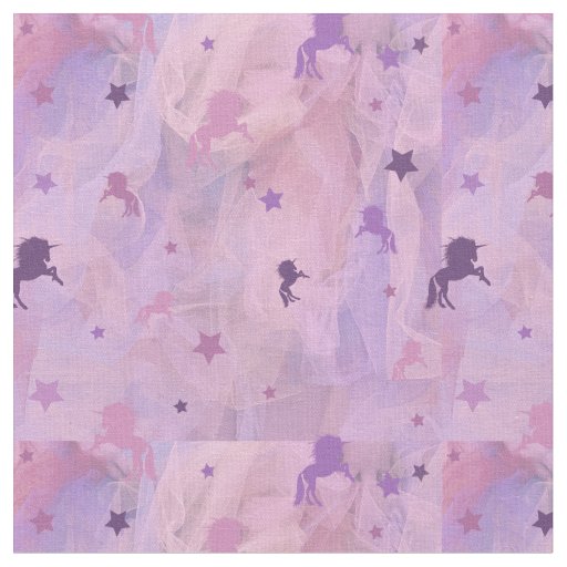 pink and purple unicorn and star design fabric