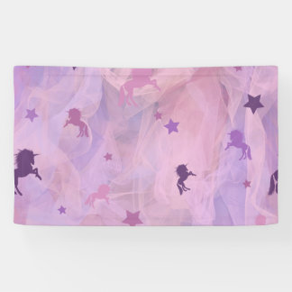 pink and purple unicorn and star design- girls squ banner