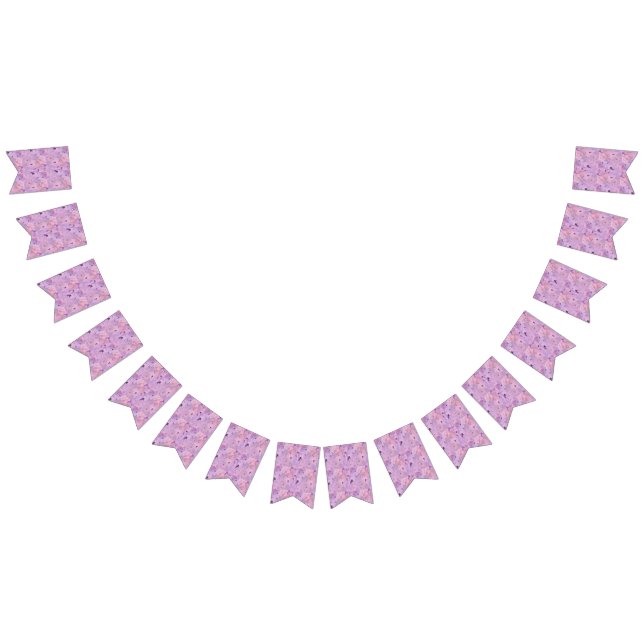 pink and purple unicorn and stars pattern bunting flags (All)