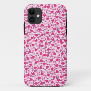 Pink and Purple Valentine Hearts iPhone 11 Case