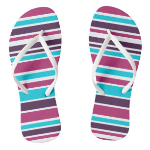Pink And Purple violet Striped Flip Flops