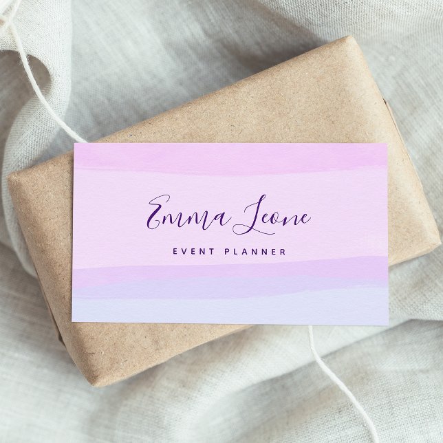 Pink and Purple Watercolor Abstract Stripes Business Card (Creator Uploaded)