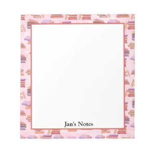 Pink and Purple Watercolor book pattern library Notepad