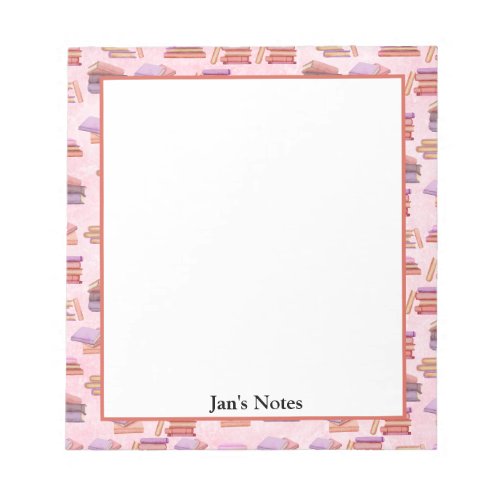Pink and Purple Watercolor book pattern library  Notepad