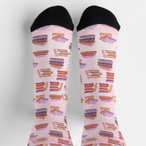 Pink and Purple Watercolor book pattern library    Socks