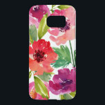 Pink and Purple Watercolor Floral Samsung Galaxy S7 Case<br><div class="desc">Pretty and feminine,  this case features a combination of pink and purple watercolor flowers with green leaves.</div>