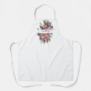 Pink and purple watercolor floral personalized apron