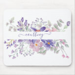 Pink And Purple Watercolor Floral Personalized   Mouse Pad at Zazzle