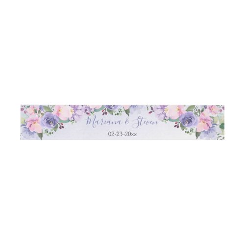 Pink and Purple Watercolor Floral Wedding Invitation Belly Band