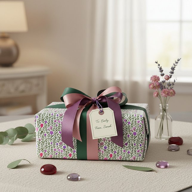 Pink and purple watercolor flowers pattern wrapping paper (Creator Uploaded)