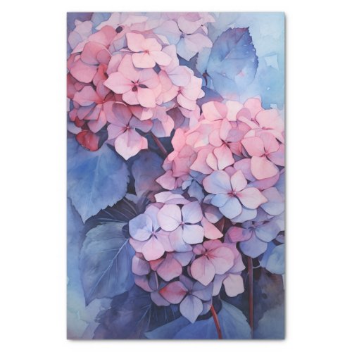 Pink and Purple Watercolor Hydrangea Decoupage Tissue Paper