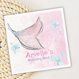 Pink and purple watercolor mermaid tail  napkins
