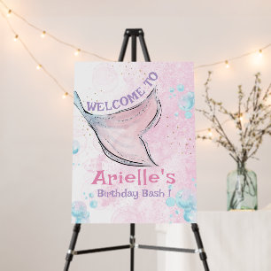 Pink and purple watercolor mermaid tail Welcome Foam Board