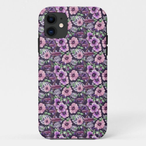 Pink and Purple Watercolor Petals iPhone 11 Case