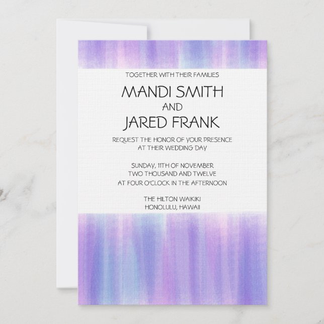 PINK AND PURPLE WATERCOLOR WEDDING INVITATION (Front)