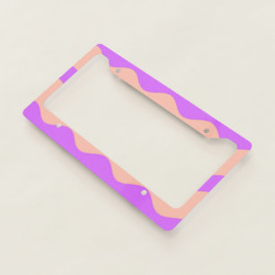 Pink and purple waves pattern license plate frame