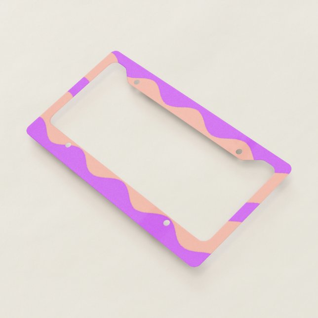 Pink and purple waves pattern license plate frame (3/4)