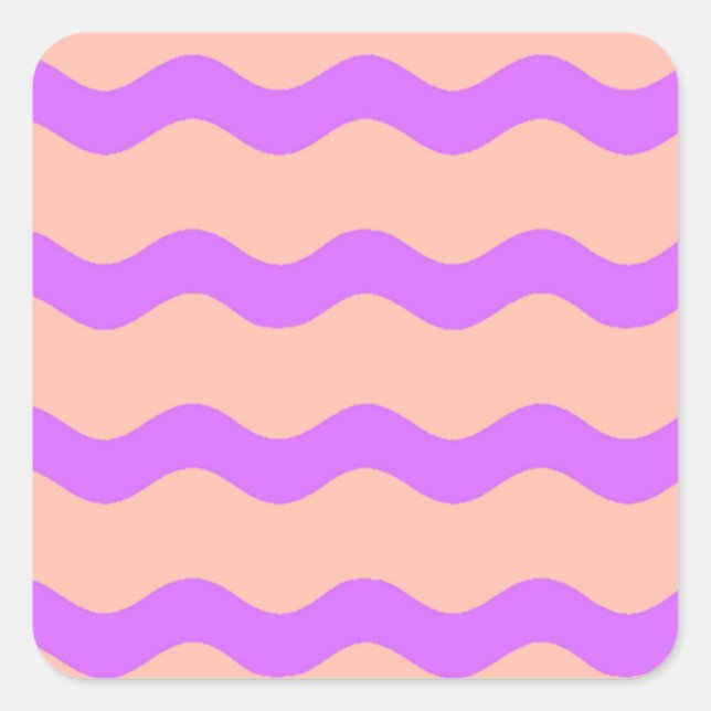 Pink and purple waves pattern square sticker (Front)