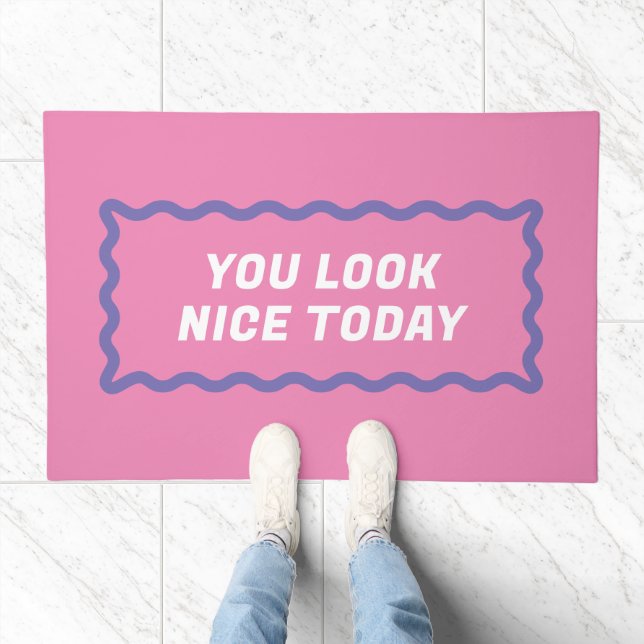 Pink and Purple Wavy Frame Look Nice Compliment  Doormat (Indoor)