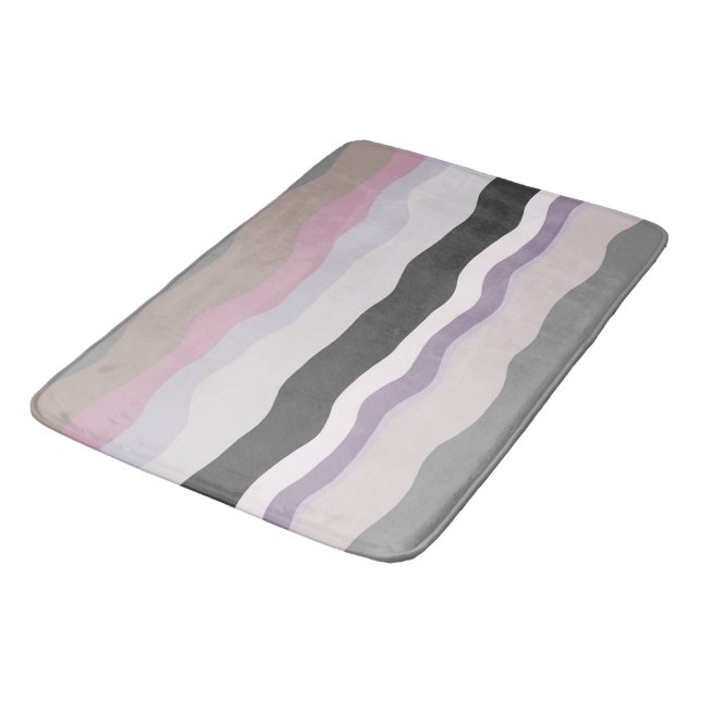 Pink and Purple Wavy Stripes Bath Mat (Angled)