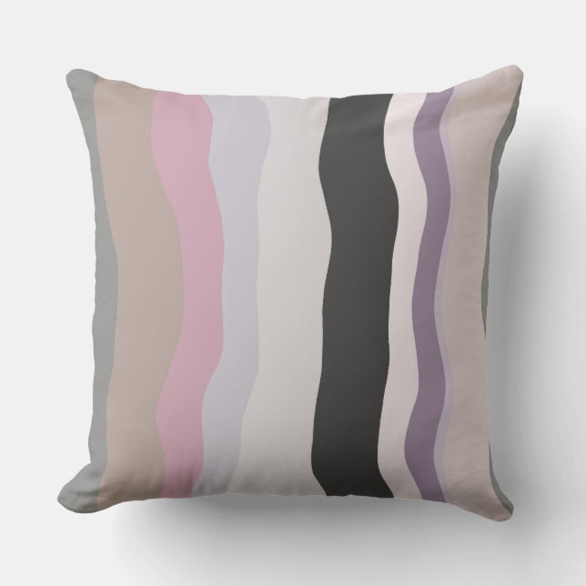 Pink and Purple Wavy Stripes Throw Pillow (Front)