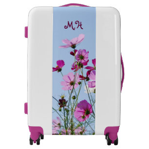 Pink and Purple Wild Flower Meadow Monogram Luggage