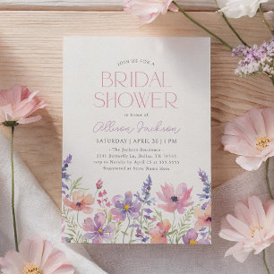 Pink and Purple Wildflower Bridal Shower Invitation