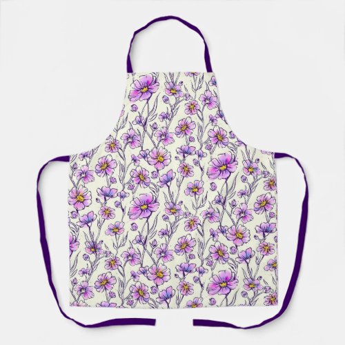 Pink and Purple Wildflowers Apron