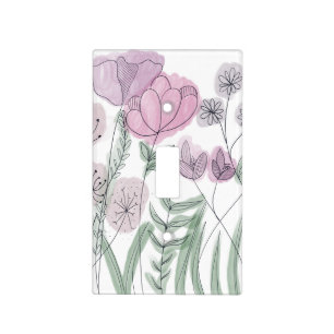 Pink and Purple Wildflowers Light Switch Cover