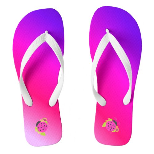 Pink and Purple With Ladybugs Flip Flops