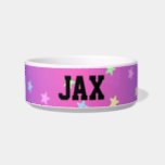 Pink and Purple with Star design pet  Bowl<br><div class="desc">Add your special friends name to this design. As the owner of a female dog with a boys name the more feminine design is perfect for her.</div>